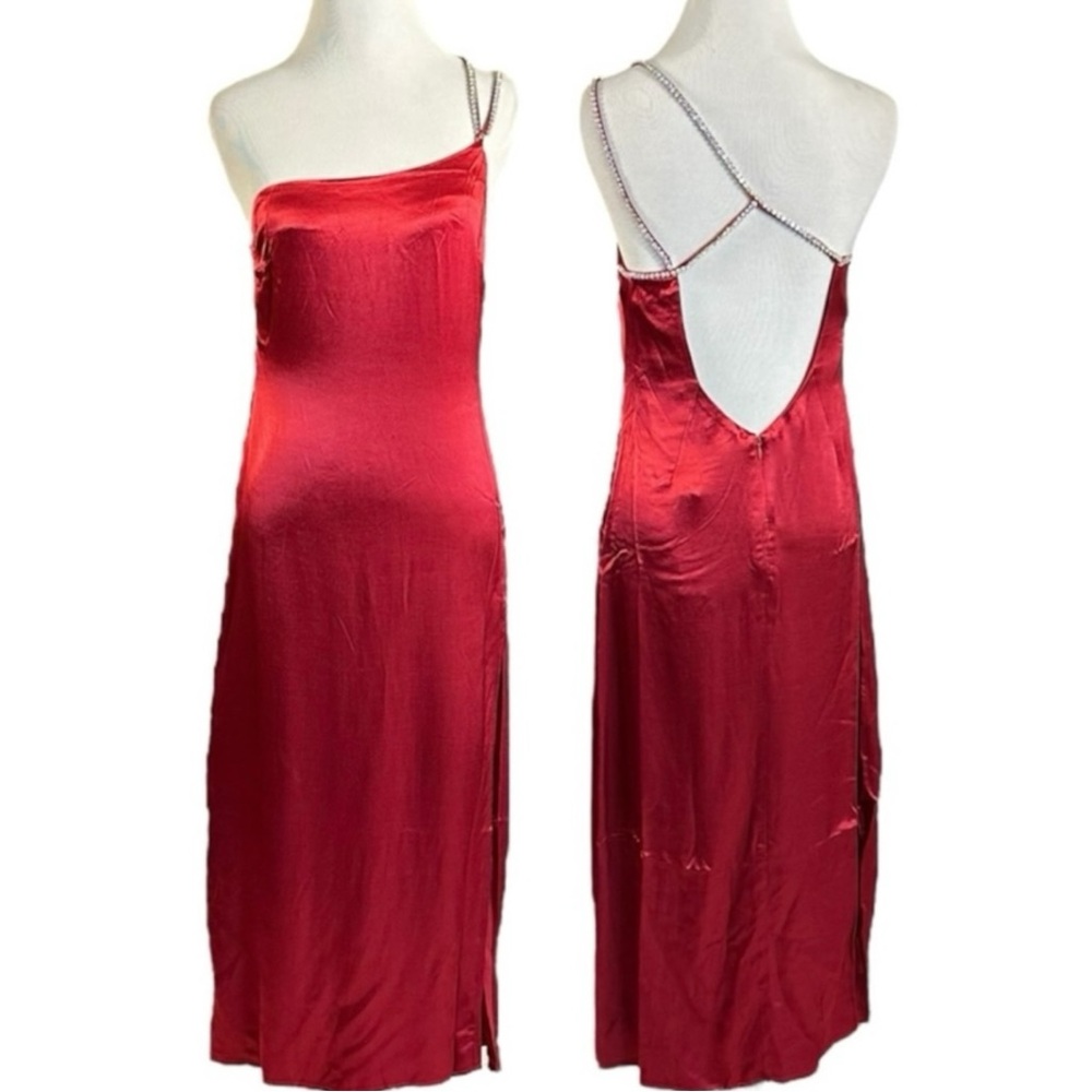 For Love And Lemons Elora Midi Dress in Red XS NWT Evening Party Slit Holiday - Picture 5 of 12